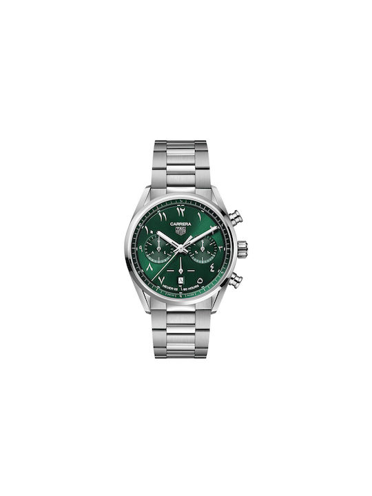 Buy Shop Tag Heuer Carrera Automatic Chronograph Limited Edition Green Dial Silver Steel Strap Watch for Men - CBN2014.EB0240 USA Online
