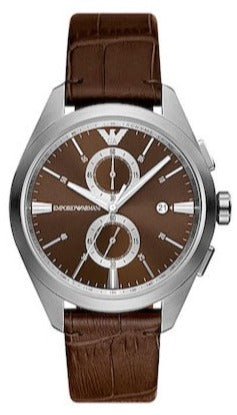 Buy Shop Emporio Armani Claudio Chronograph Brown Dial Brown Leather Strap Watch For Men - AR11482 USA Online