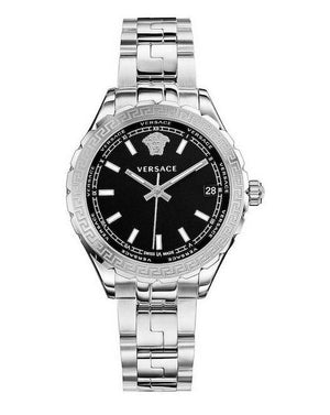 Buy Shop Versace Hellenyium Black Dial Silver Steel Strap Watch for Women - V12020015 USA Online