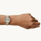 Buy Shop Emporio Armani Gianni T Bar Quartz White Dial Beige Leather Strap Watch For Women - AR1927 USA Online