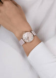 Buy Shop Emporio Armani Gianni T Bar Mother Of Pearl Pink Dial Pink Leather Strap Watch For Women - AR1958 USA Online