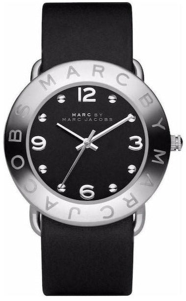 Buy Shop Marc Jacobs Amy Black Dial Black Leather Strap Watch for Women - MBM1140 USA Online