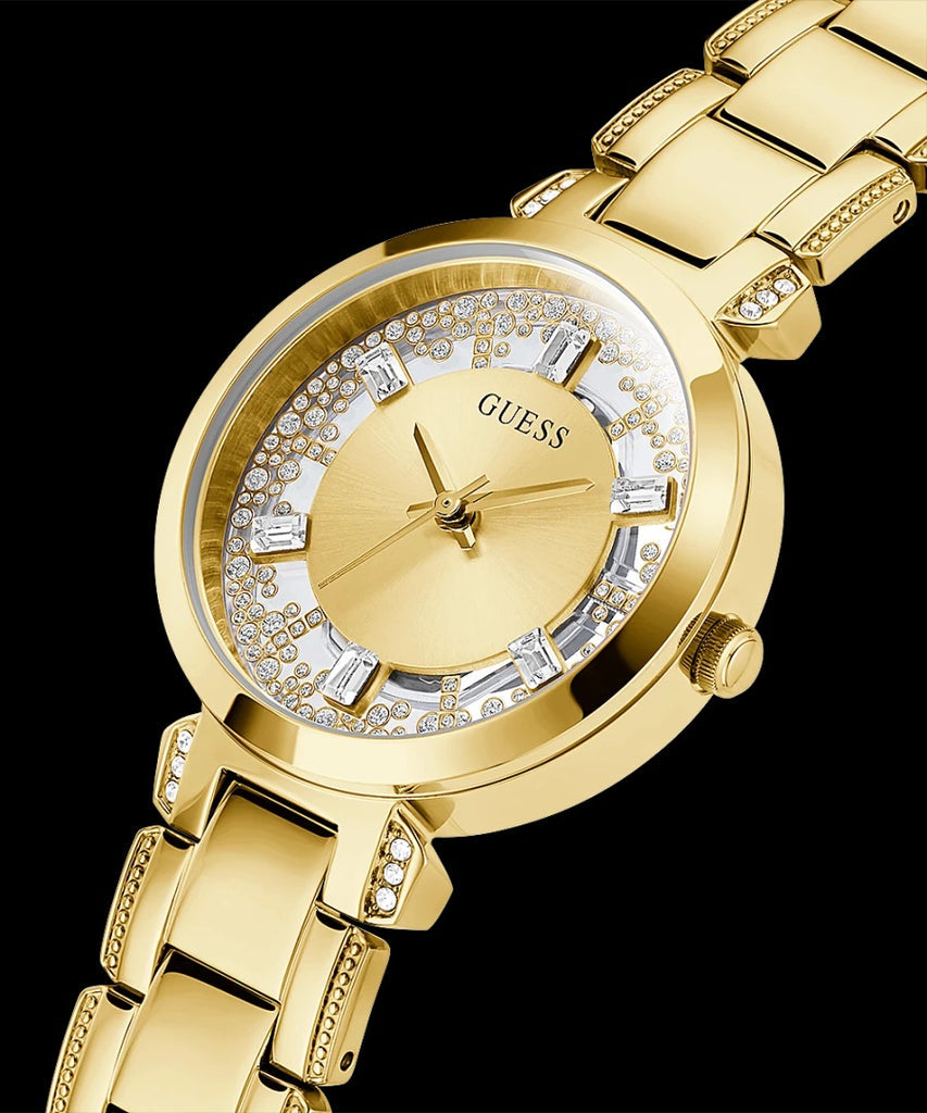 Buy Shop Guess Crystal Clear Analog Gold Dial Gold Steel Strap Watch for Women - GW0470L2 USA Online