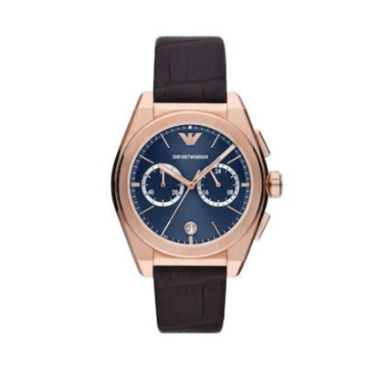 Buy Shop Emporio Armani Federico Chronograph Blue Dial Brown Leather Strap Watch For Men - AR11563 USA Online
