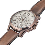 Buy Shop Fossil Grant Chronograph White Dial Brown Leather Strap Watch for Men - FS5344 USA Online