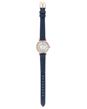 Buy Shop Emporio Armani Gianni T-Bar Analog Mother of Pearl Dial Blue Leather Strap Watch For Women - AR11468 USA Online