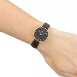 Buy Shop Daniel Wellington Classic Petite York Black Dial Brown Leather Strap Watch For Women - DW00100226 USA Online