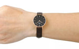 Buy Shop Daniel Wellington Classic Petite York Black Dial Brown Leather Strap Watch For Women - DW00100226 USA Online
