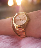 Buy Shop Michael Kors Slim Runway Pink Dial Two Tone Steel Strap Watch for Women - MK3493 USA Online