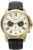 Buy Shop Fossil Grant Chronograph White Dial Black Leather Strap Watch for Men - FS5272 USA Online