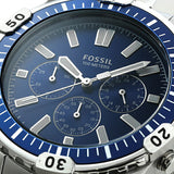 Buy Shop Fossil Garrett Chronograph Blue Dial Silver Steel Strap Watch for Men - FS5623 USA Online