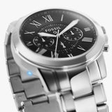 Buy Shop Fossil Grant Chronograph Black Dial Silver Steel Strap Watch for Men - FS4736 USA Online
