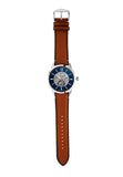 Buy Shop Fossil Townsman Automatic Skeleton Blue Dial Brown Leather Strap Watch for Men - ME3154 USA Online