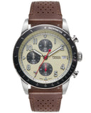 Buy Shop Fossil Sport Tourer Chronograph White Dial Brown Leather Strap Watch for Men - FS6042 USA Online