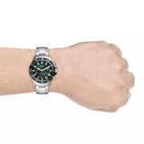 Buy Shop Fossil Bannon Chronograph Green Dial Silver Steel Strap Watch for Men - BQ2492 USA Online