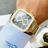 Buy Shop Fossil Inscription Multifunction Black Dial Gold Steel Strap Watch for Men - BQ2656 USA Online