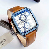Buy Shop Fossil Inscription Multifunction Silver Dial Brown Leather Strap Watch for Men - BQ2658 USA Online