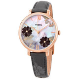 Buy Shop Fossil Jacqueline Mother of Pearl Dial Black Leather Strap Watch for Women - ES4535 USA Online
