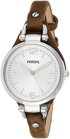 Buy Shop Fossil Georgia White Dial Brown Leather Strap Watch for Women - ES3060 USA Online