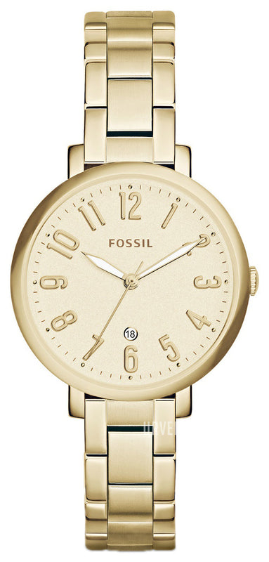 Buy Shop Fossil Jacqueline Gold Dial Gold Steel Strap Watch for Women - ES3971 USA Online