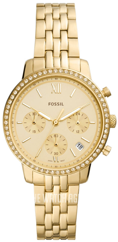 Buy Shop Fossil Neutra Chronograph Gold Dial Gold Steel Strap Watch for Women - ES5219 USA Online