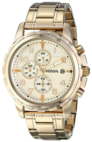 Buy Shop Fossil Dean Chronograph Champagne Dial Gold Steel Strap Watch for Men - FS4867 USA Online