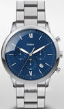 Buy Shop Fossil Neutra Chronograph Blue Dial Silver Steel Strap Watch for Men - FS5792 USA Online