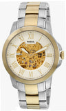 Buy Shop Fossil Grant Automatic Skeleton White Dial Two Tone Steel Strap Watch for Men - ME3112 USA Online