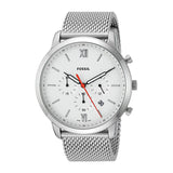 Buy Shop Fossil Neutra Chronograph White Dial Silver Mesh Bracelet Watch for Men - FS5382 USA Online