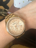 Buy Shop Fossil Cecile Chronograph Gold Dial Gold Steel Strap Watch for Women - AM4482 USA Online