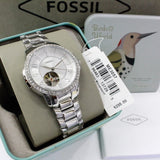 Buy Shop Fossil Architect Automatic Silver Dial Silver Steel Strap Watch for Women - ME3057 USA Online