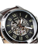 Buy Shop Fossil Grant Automatic Skeleton Black Dial Brown Leather Strap Watch for Men - ME3100 USA Online