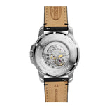 Buy Shop Fossil Grant Automatic Skeleton White Dial Black Leather Strap Watch for Men - ME3101 USA Online