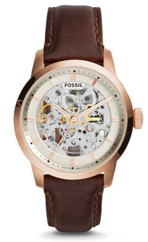Buy Shop Fossil Townsman Automatic Skeleton White Dial Brown Leather Strap Watch for Men - ME3078 USA Online