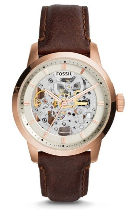 Buy Shop Fossil Townsman Automatic Skeleton White Dial Brown Leather Strap Watch for Men - ME3078 USA Online