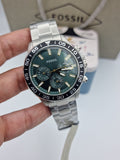 Buy Shop Fossil Bannon Chronograph Green Dial Silver Steel Strap Watch for Men - BQ2492 USA Online