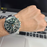 Buy Shop Fossil Bannon Chronograph Green Dial Silver Steel Strap Watch for Men - BQ2492 USA Online