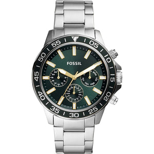 Buy Shop Fossil Bannon Chronograph Green Dial Silver Steel Strap Watch for Men - BQ2492 USA Online