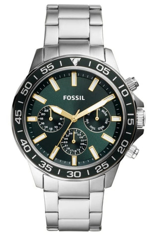 Buy Shop Fossil Bannon Chronograph Green Dial Silver Steel Strap Watch for Men - BQ2492 USA Online