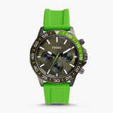 Buy Shop Fossil Bannon Chronograph Grey Dial Green Silicone Strap Watch for Men - BQ2501 USA Online