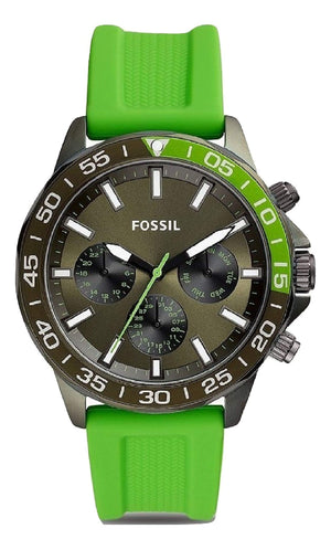 Buy Shop Fossil Bannon Chronograph Grey Dial Green Silicone Strap Watch for Men - BQ2501 USA Online