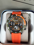 Buy Shop Fossil Bannon Chronograph Grey Dial Orange Silicone Strap Watch for Men - BQ2500 USA Online