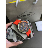 Buy Shop Fossil Bannon Chronograph Grey Dial Orange Silicone Strap Watch for Men - BQ2500 USA Online