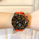 Buy Shop Fossil Bannon Chronograph Grey Dial Orange Silicone Strap Watch for Men - BQ2500 USA Online