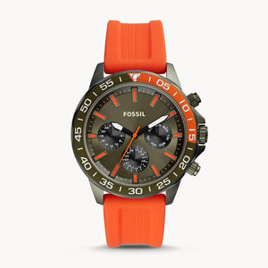 Buy Shop Fossil Bannon Chronograph Grey Dial Orange Silicone Strap Watch for Men - BQ2500 USA Online