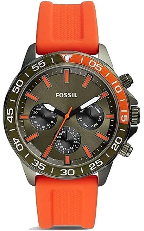 Buy Shop Fossil Bannon Chronograph Grey Dial Orange Silicone Strap Watch for Men - BQ2500 USA Online