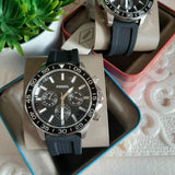 Buy Shop Fossil Bannon Multifunction Black Dial Black Silicone Strap Watch for Men - BQ2494 USA Online