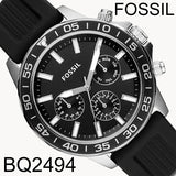 Buy Shop Fossil Bannon Multifunction Black Dial Black Silicone Strap Watch for Men - BQ2494 USA Online