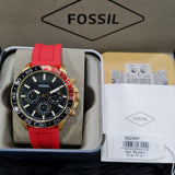 Buy Shop Fossil Bannon Multifunction Black Dial Red Silicone Strap Watch for Men - BQ2499 USA Online