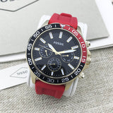 Buy Shop Fossil Bannon Multifunction Black Dial Red Silicone Strap Watch for Men - BQ2499 USA Online